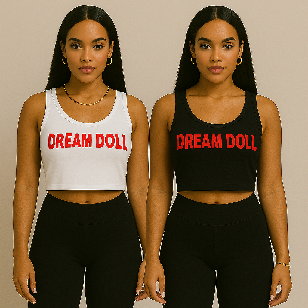 Dream Doll V-Cut Crop Tank – White