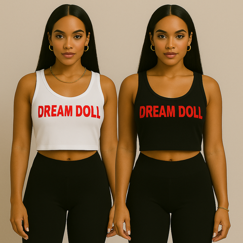 Dream Doll V-Cut Crop Tank – White